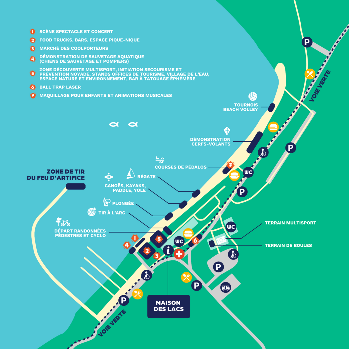 Les festivités auront lieu sur la plage et aux abords de la Maison des lacs