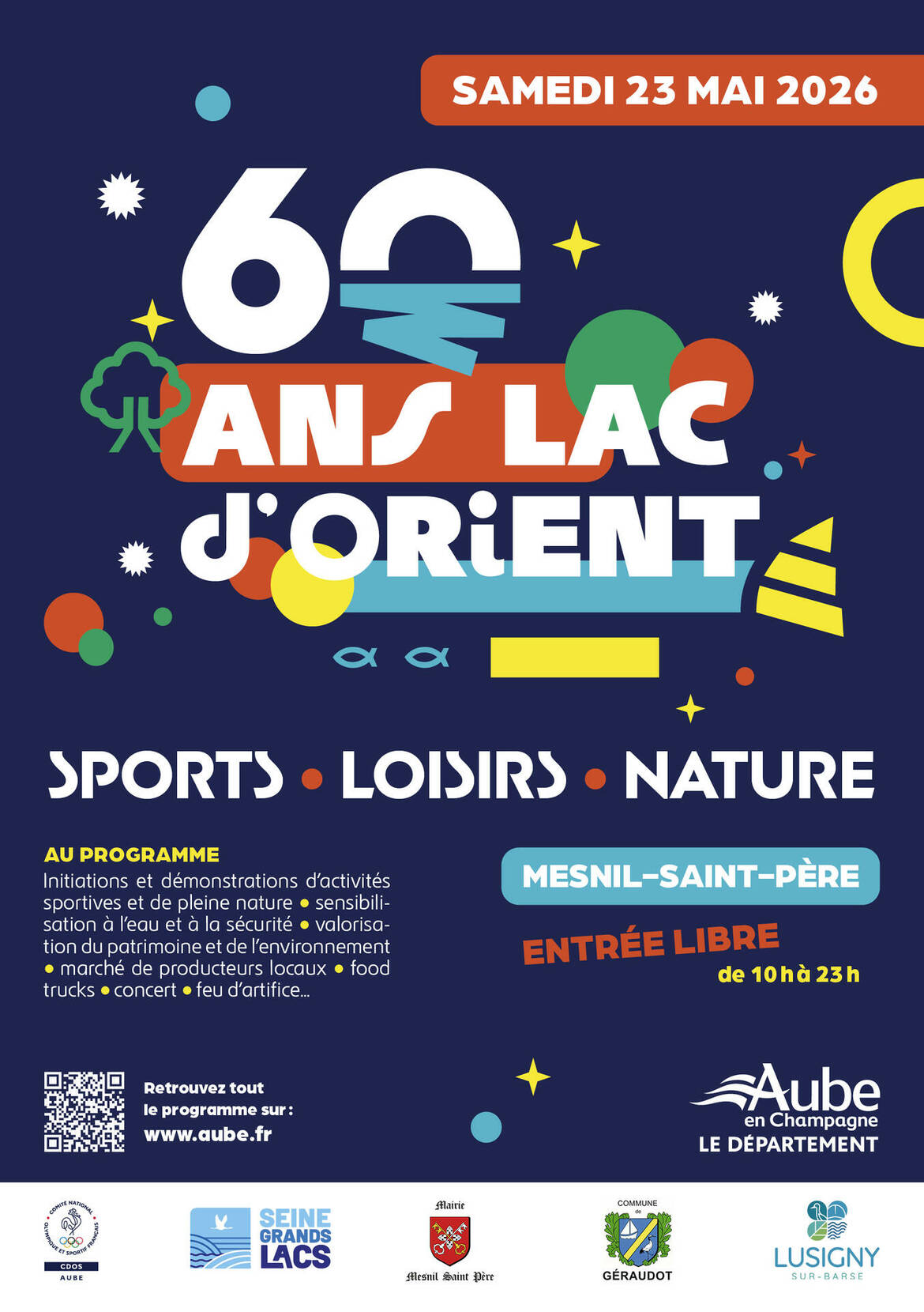 Programme des 60 ans du lac d'Orient : des animations pour toute la famille samedi 23 mai 2026